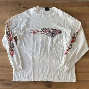 Harley-Davidson White Long Sleeve with Red Flame Design